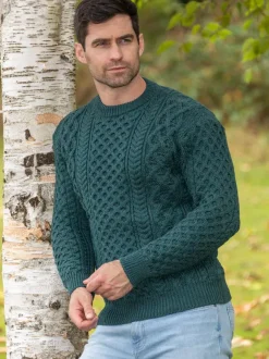 Unisex Heavyweight Aran Sweater Evergreen