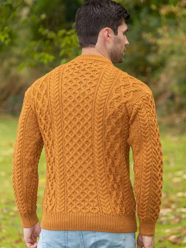 Unisex Heavyweight Aran Sweater - Golden Ochre