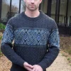 Unisex Jacquard Crew 100% Merino Wool Charcoal