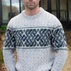Unisex Jacquard Sweater Oatmeal Merino Wool