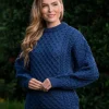 Unisex Merino Wool Aran Sweater Denim