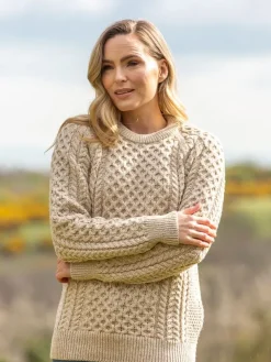 Unisex Merino Wool Aran Sweater - Parsnip