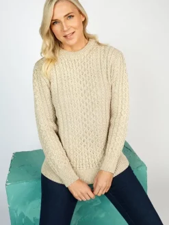 Unisex Merino Wool Aran Sweater - Parsnip