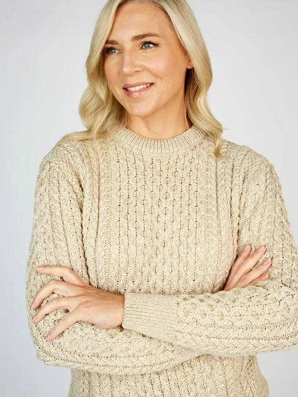 Unisex Merino Wool Aran Sweater - Parsnip