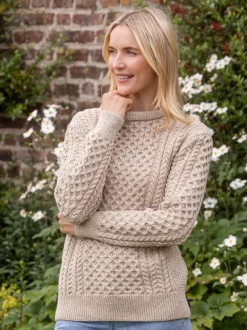 Unisex Merino Wool Aran Sweater - Parsnip