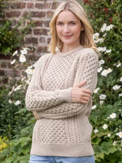 Unisex Merino Wool Aran Sweater - Parsnip