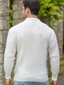 Unisex Merino Wool Aran Sweater - Natural