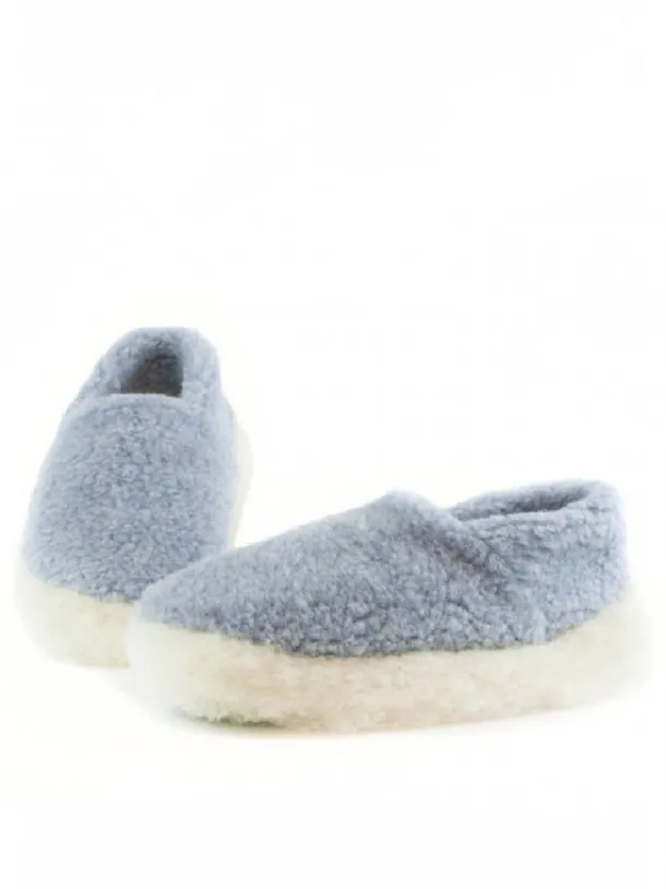 Unisex Merino Wool Slippers Light Blue