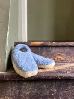 Unisex Merino Wool Slippers Light Blue