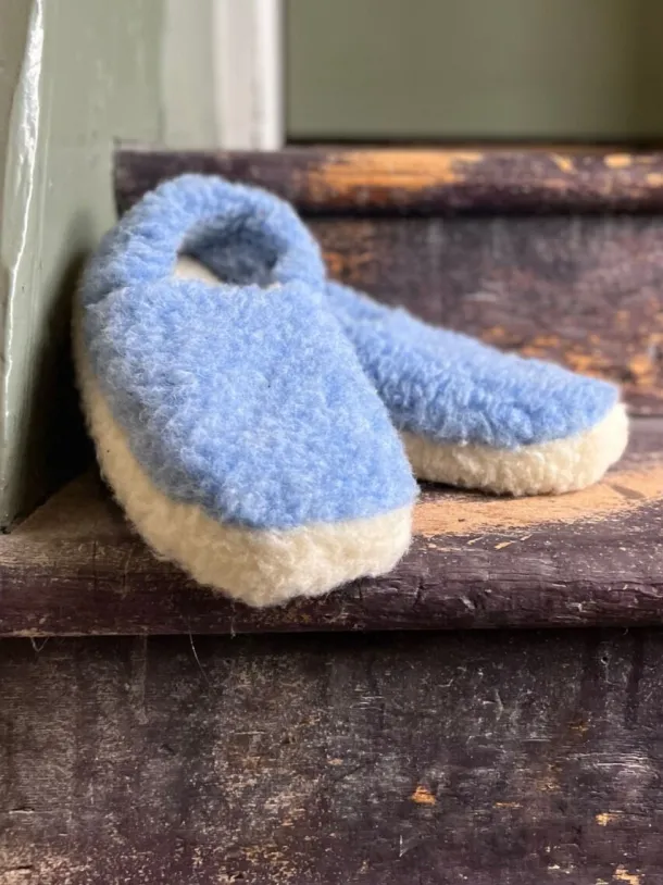 Unisex Merino Wool Slippers Light Blue