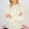 Unisex Pure Wool Aran Sweater Natural Fleck