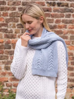 Wool and Cashmere Aran Scarf Sky Blue