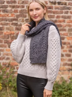 Wool and Cashmere Aran Scarf Slate