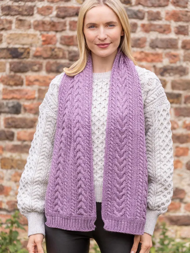 Wool and Cashmere Aran Scarf Lavender