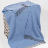 Wool and Cashmere Blue Herringbone Throw Col: 1403