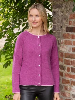 Wool and Cashmere Cardigan Pink Berry