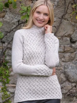 Wool and Cashmere Cosy Trellis Sweater - Chalk