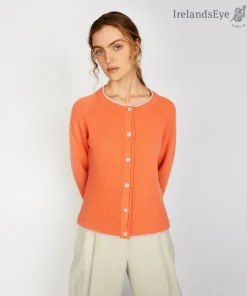 Wool and Cashmere Killiney Cardigan Coral