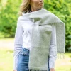 Wool and Cashmere light grey Herringbone Scarf 2422