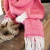 Wool and Cashmere Raspberry Herringbone Throw Col: 1406