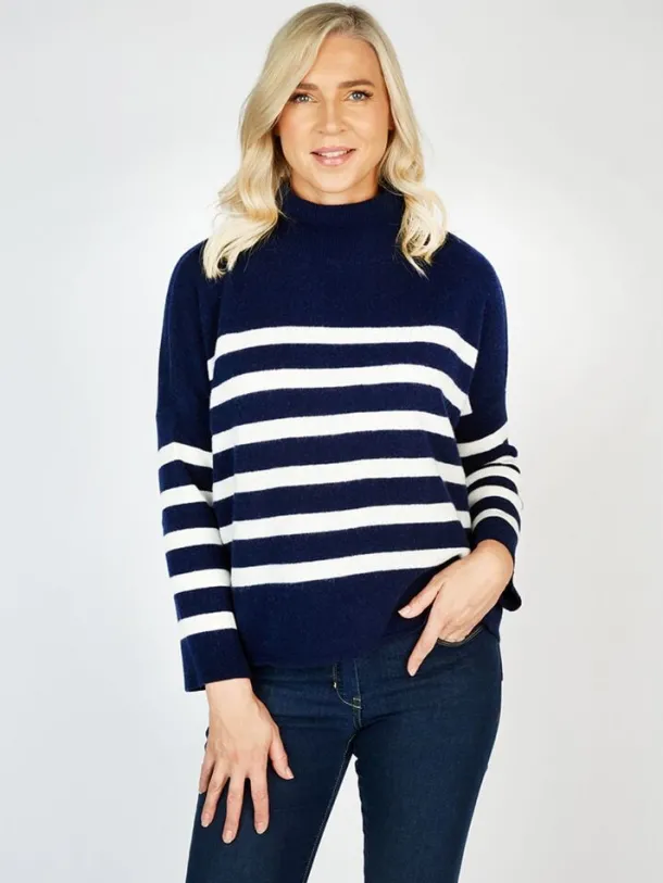 Wool and Cashmere Sweater - Navy Stripe