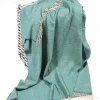 Wool and Cashmere Turquoise Herringbone Throw Col: 1417