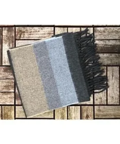Wool Cashmere Scarf Made in Ireland - Blue/Grey/Beige Mix 8003