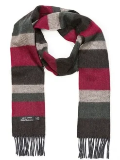 Wool Cashmere Scarf Made in Ireland - Wine/green/charcoal Mix 8002